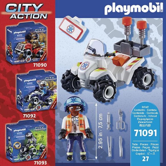 3/$28❤️new damaged box Playmobil 71091 4-10 Quad Rescue Small Pull-Back Motor - Picture 5 of 12